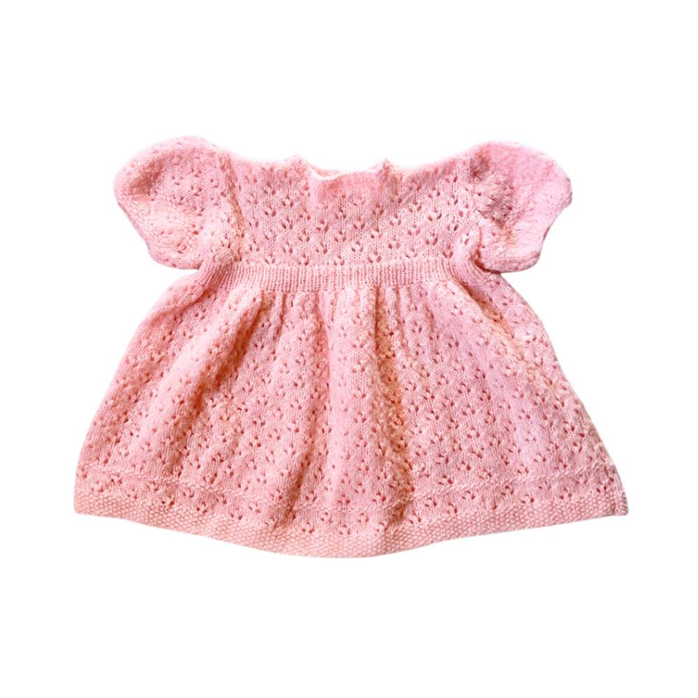 Vintage Pink Hand-Knitted Babydoll Dress Cottagecore Coquette Dainty Feminine